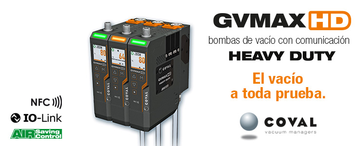 GVMAX HD, bombas de vacío con comunicación HEAVY DUTY -COVAL - IO-Link - NFC