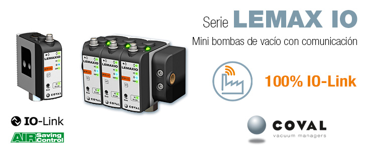 NUEVAS MINI BOMBAS DE VACÍO CON COMUNICACIÓN IO-LINK DE COVAL, SERIE LEMAX IO