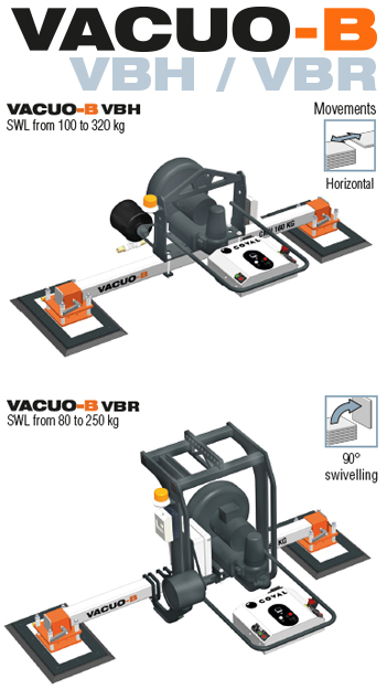 VACUO-B vacuum lifting devices, which are dedicated to handling heavy loads from 80 to 320 kg such as wooden panels